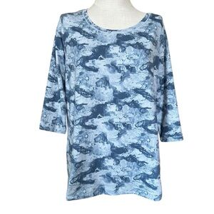 Wonderly Studio Small Blue Long Length Casual Round Neck Top Athleisure